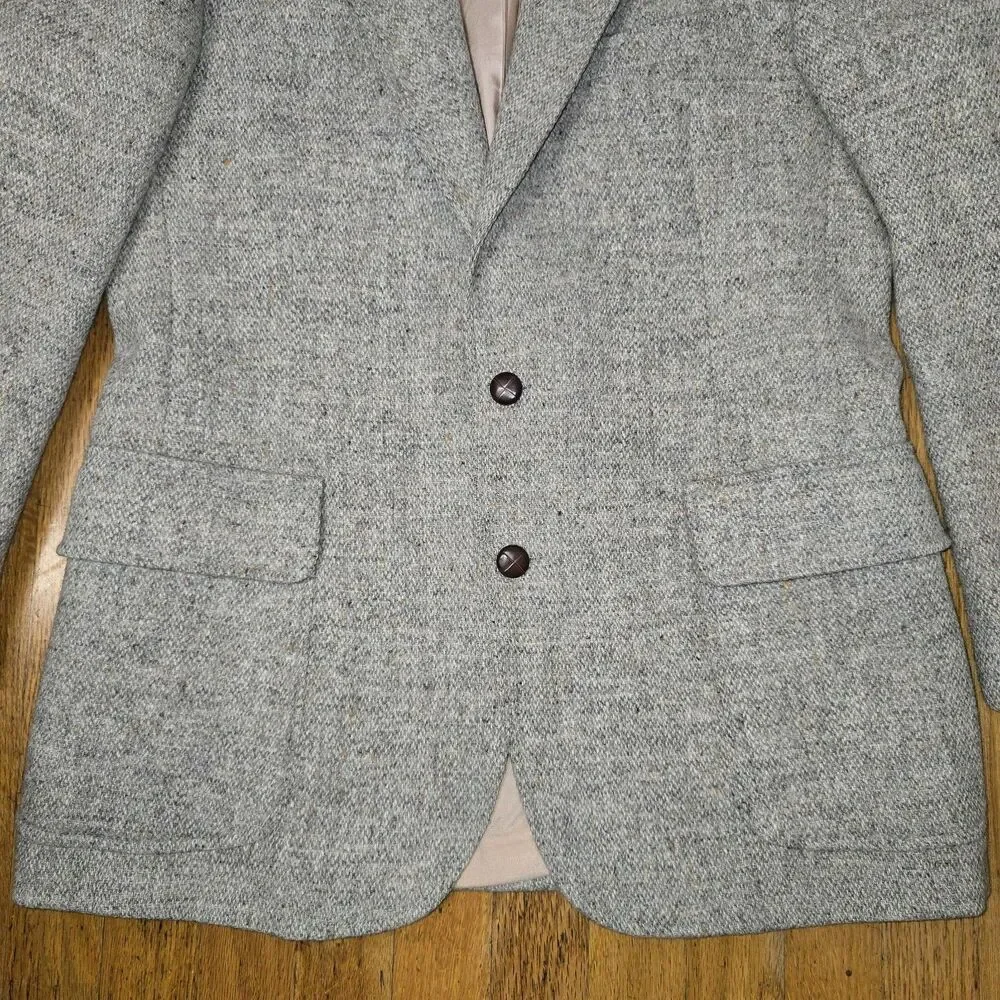 Moores Harris Tweed Blazer Mens Herringbone Pure Virgin Wool Sport Coat Jacket